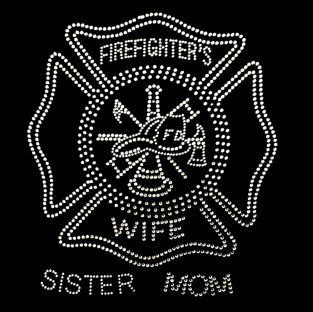 Rhinestone Blinged Out Fire Fighters Sister Mom Wife Women's Tshirt